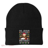 Go Jesus Its Your Birthday Ugly Christmas Sweater Funny Beanie thumb 0