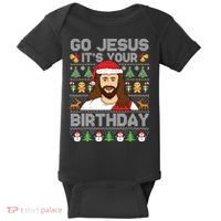 Go Jesus Its Your Birthday Ugly Christmas Sweater Funny Baby Bodysuit thumb 0