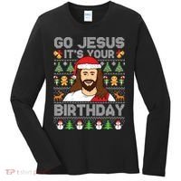 Go Jesus Its Your Birthday Ugly Christmas Sweater Funny Women's Long Sleeve Shirt thumb 0