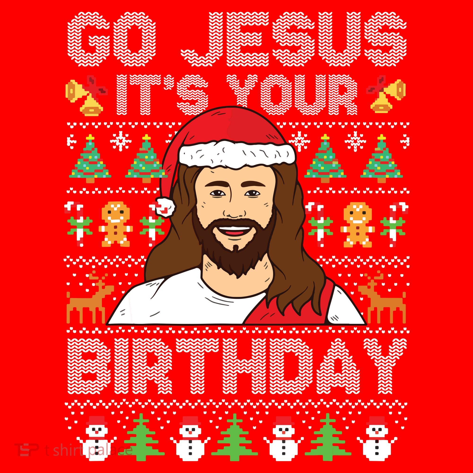 Go Jesus Its Your Birthday Ugly Christmas Sweater Funny Santa Hat