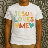Groovy Jesus Loves Me Biblical Christian Church Retro T-Shirt thumb 3