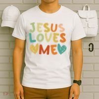 Groovy Jesus Loves Me Biblical Christian Church Retro T-Shirt thumb 6