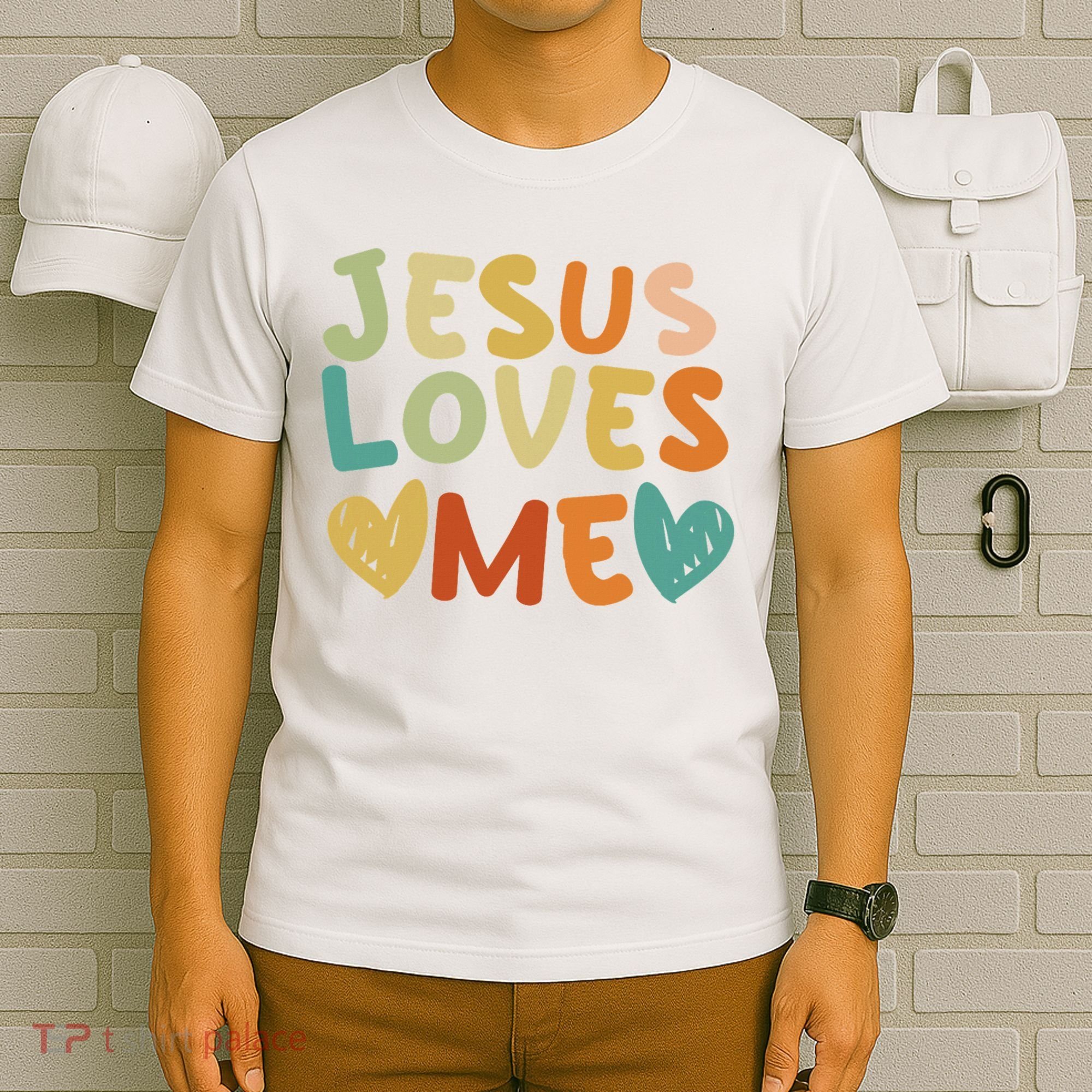 Groovy Jesus Loves Me Biblical Christian Church Retro T-Shirt