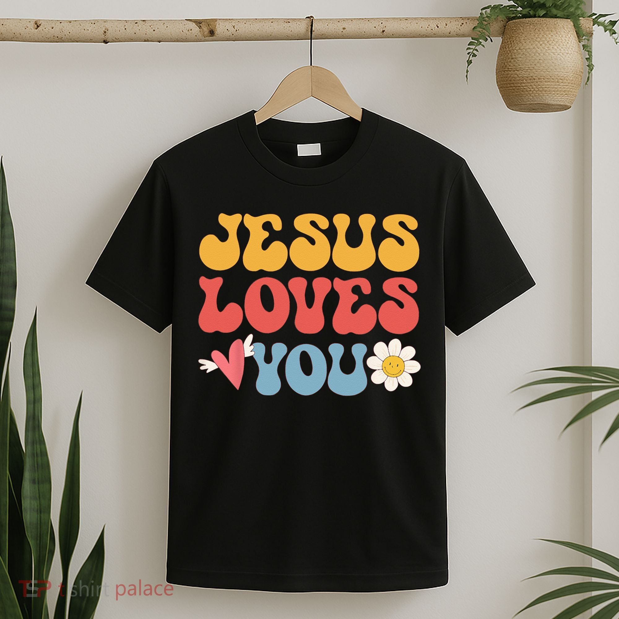 Groovy Jesus Loves You Christian 70s Hippie T-Shirt