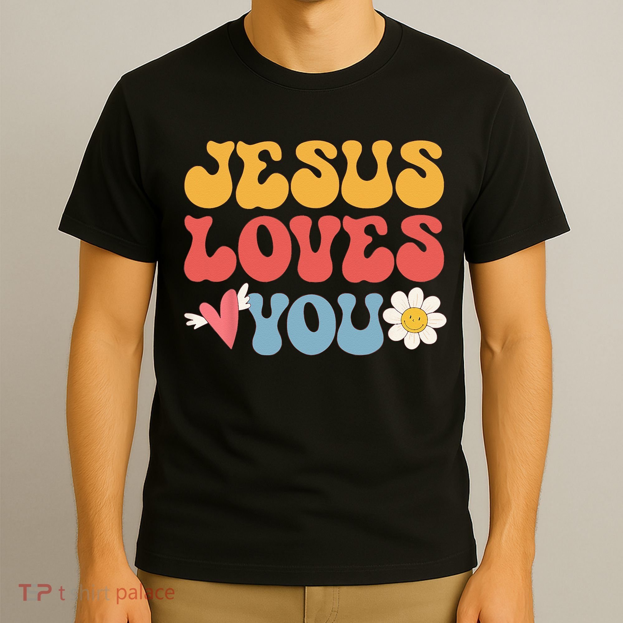 Groovy Jesus Loves You Christian 70s Hippie T-Shirt