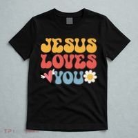 Groovy Jesus Loves You Christian 70s Hippie T-Shirt thumb 5