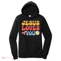 Groovy Jesus Loves You Christian 70s Hippie Women's Hoodie thumb 0