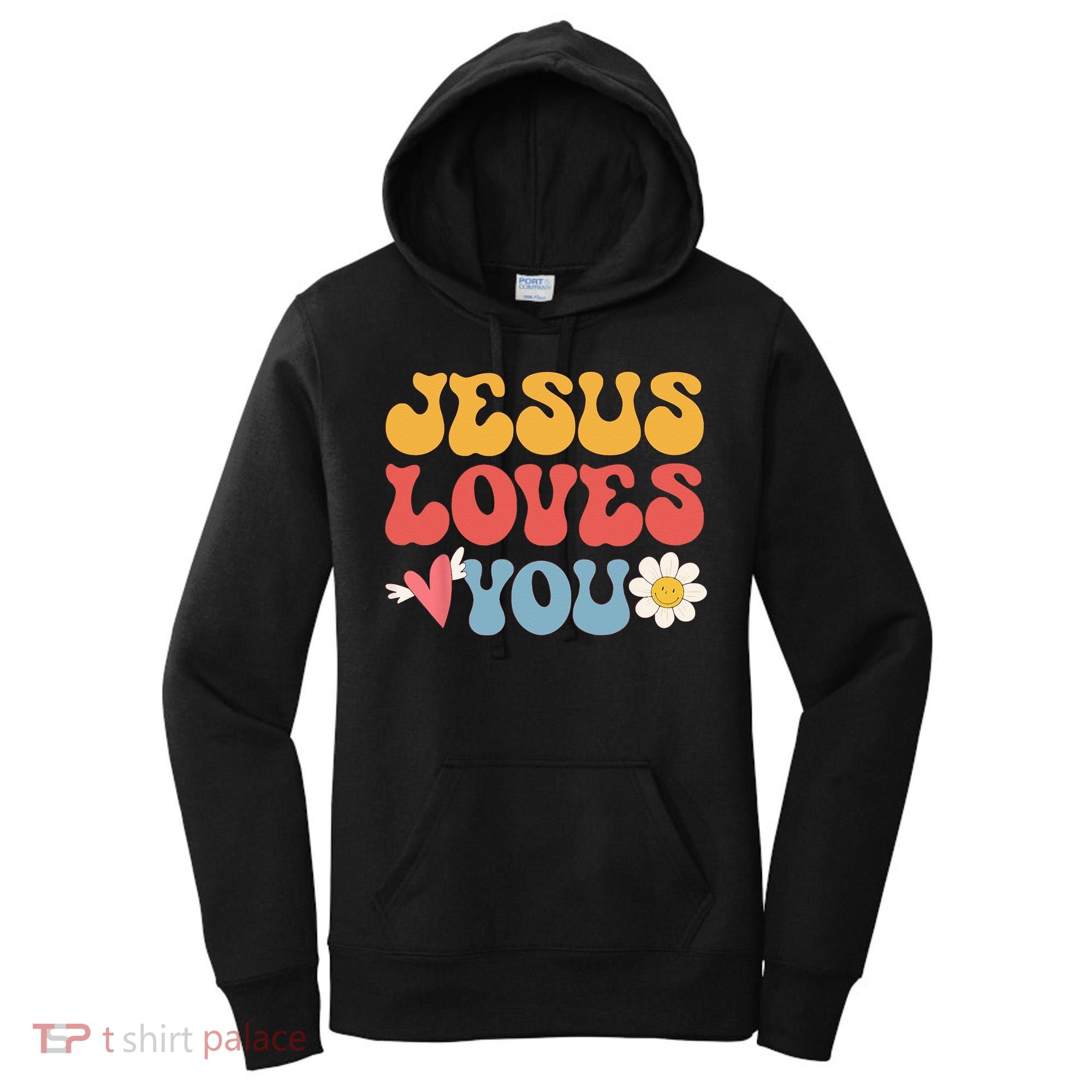 Groovy Jesus Loves You Christian 70s Hippie Women's Hoodie