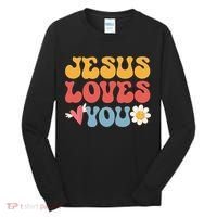 Groovy Jesus Loves You Christian 70s Hippie Tall Long Sleeve Shirt thumb 0