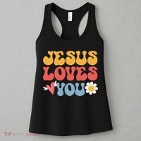 Groovy Jesus Loves You Christian 70s Hippie Women's Tank Top thumb 3