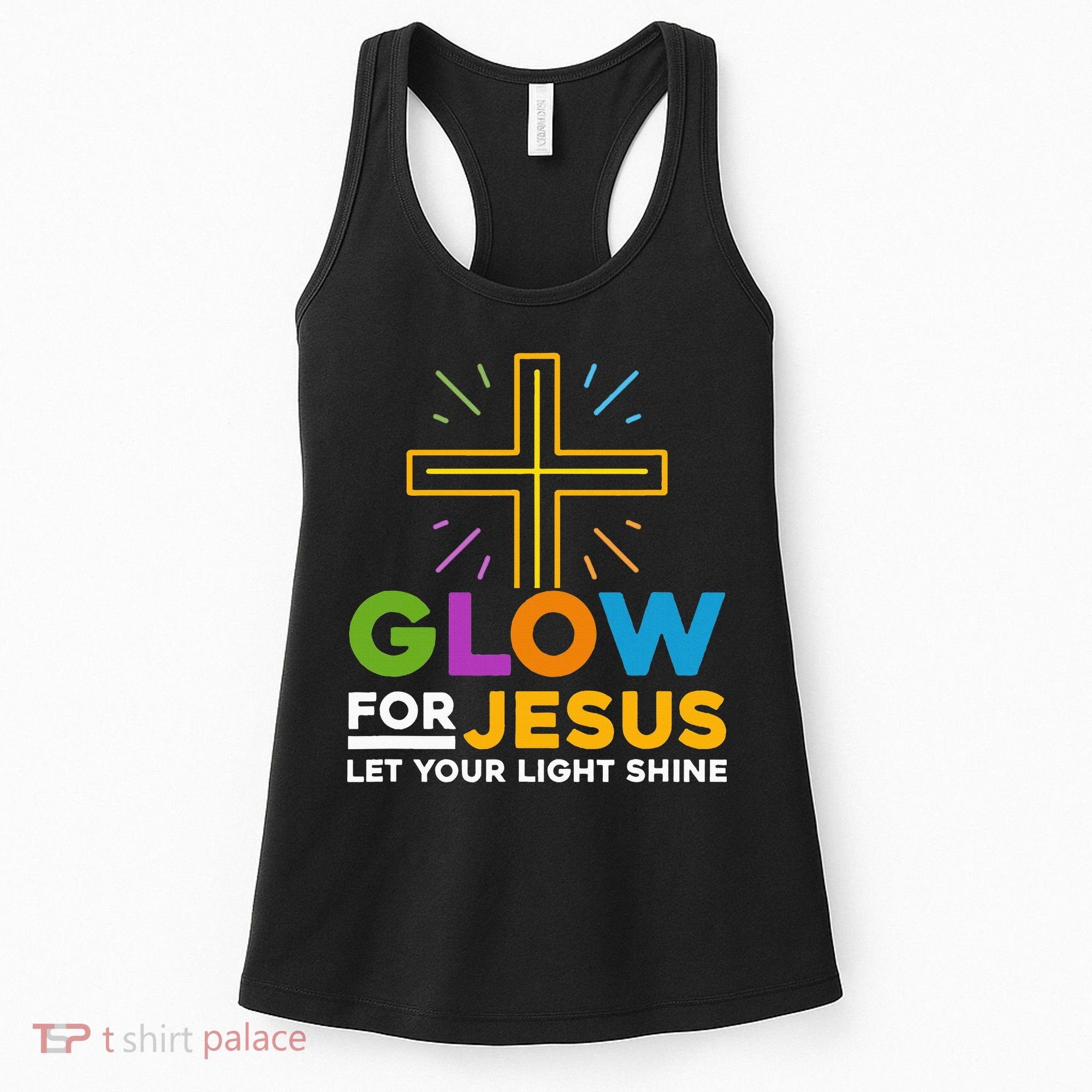 Glowfor Jesus Let Your Light Shine Faith Cross Christian Women's Tank Top