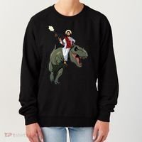 Gun Jesus Riding A Trex Dinosaur Funny Christian Dino Lover Women's Sweatshirt thumb 0