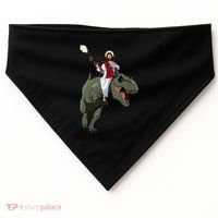 Gun Jesus Riding A Trex Dinosaur Funny Christian Dino Lover USA-Made Doggie Bandana thumb 0