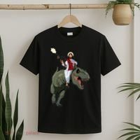 Gun Jesus Riding A Trex Dinosaur Funny Christian Dino Lover T-Shirt thumb 2