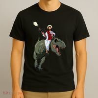 Gun Jesus Riding A Trex Dinosaur Funny Christian Dino Lover T-Shirt thumb 3