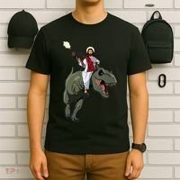 Gun Jesus Riding A Trex Dinosaur Funny Christian Dino Lover T-Shirt thumb 6