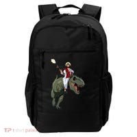 Gun Jesus Riding A Trex Dinosaur Funny Christian Dino Lover Backpack thumb 0