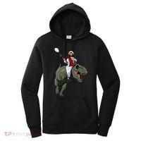 Gun Jesus Riding A Trex Dinosaur Funny Christian Dino Lover Women's Hoodie thumb 0