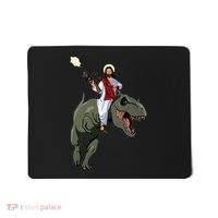 Gun Jesus Riding A Trex Dinosaur Funny Christian Dino Lover Mousepad thumb 0