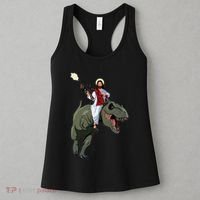 Gun Jesus Riding A Trex Dinosaur Funny Christian Dino Lover Women's Tank Top thumb 3