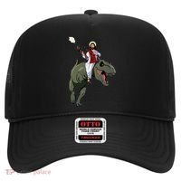 Gun Jesus Riding A Trex Dinosaur Funny Christian Dino Lover Hat thumb 0