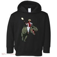 Gun Jesus Riding A Trex Dinosaur Funny Christian Dino Lover Toddler Hoodie thumb 0