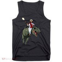Gun Jesus Riding A Trex Dinosaur Funny Christian Dino Lover Tank Top thumb 0