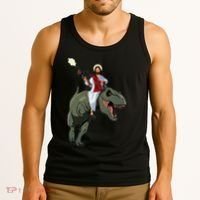 Gun Jesus Riding A Trex Dinosaur Funny Christian Dino Lover Tank Top thumb 3