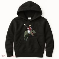 Gun Jesus Riding A Trex Dinosaur Funny Christian Dino Lover Kids Hoodie thumb 0