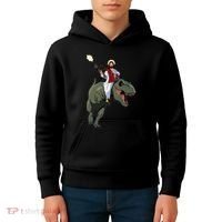 Gun Jesus Riding A Trex Dinosaur Funny Christian Dino Lover Kids Hoodie thumb 4