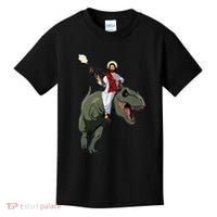 Gun Jesus Riding A Trex Dinosaur Funny Christian Dino Lover Kids T-Shirt thumb 0