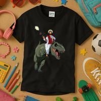 Gun Jesus Riding A Trex Dinosaur Funny Christian Dino Lover Kids T-Shirt thumb 3
