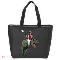 Gun Jesus Riding A Trex Dinosaur Funny Christian Dino Lover Tote Bag thumb 0
