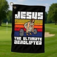 Gym Jesus Ultimate Deadlifter Christian Workout Golf Towel thumb 1