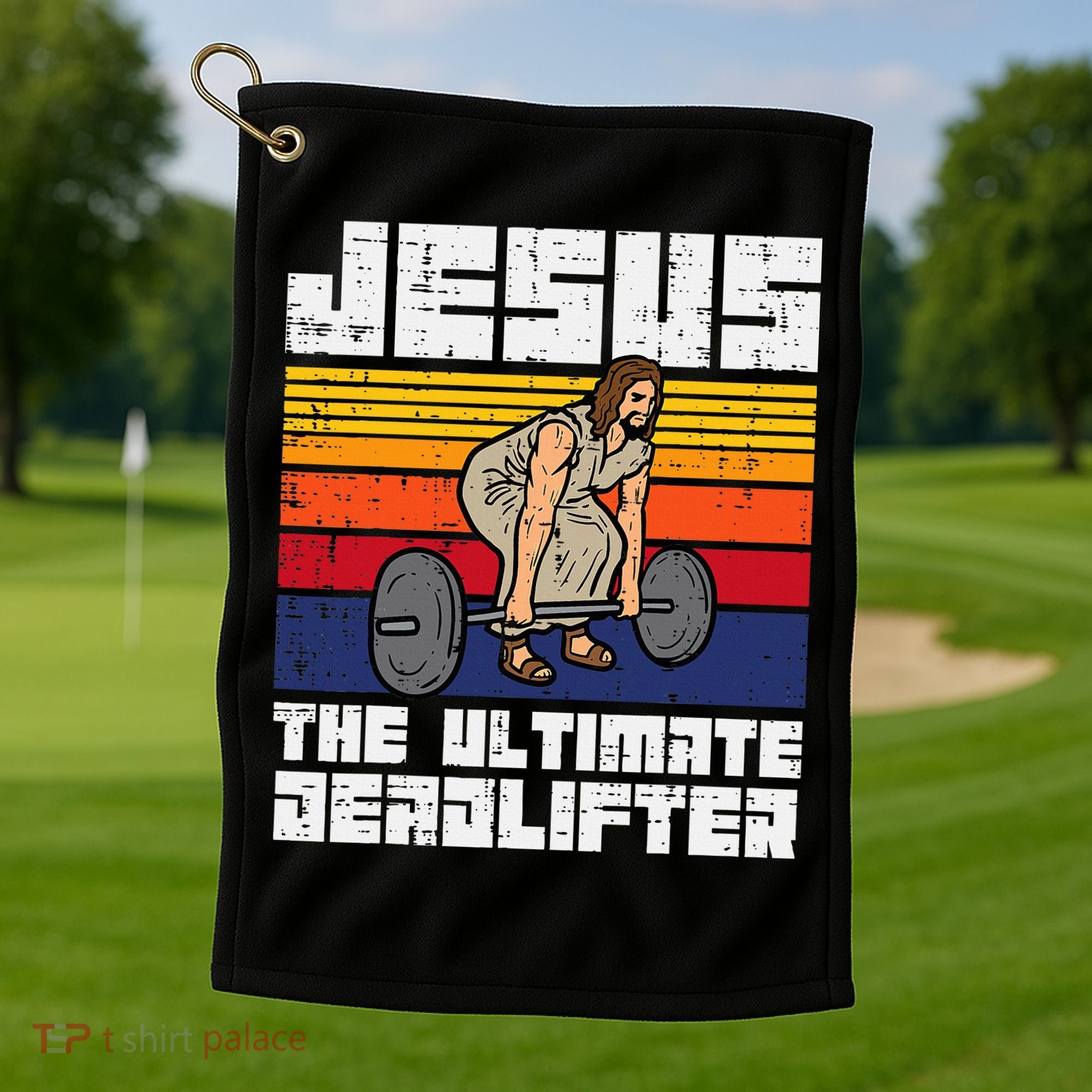 Gym Jesus Ultimate Deadlifter Christian Workout Golf Towel