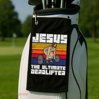 Gym Jesus Ultimate Deadlifter Christian Workout Golf Towel thumb 2