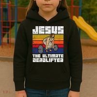 Gym Jesus Ultimate Deadlifter Christian Workout Kids Hoodie thumb 3