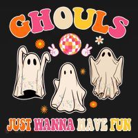 Ghouls Just Wanna Have Fun Halloween Groovy Ghost Toddler Hoodie thumb 2