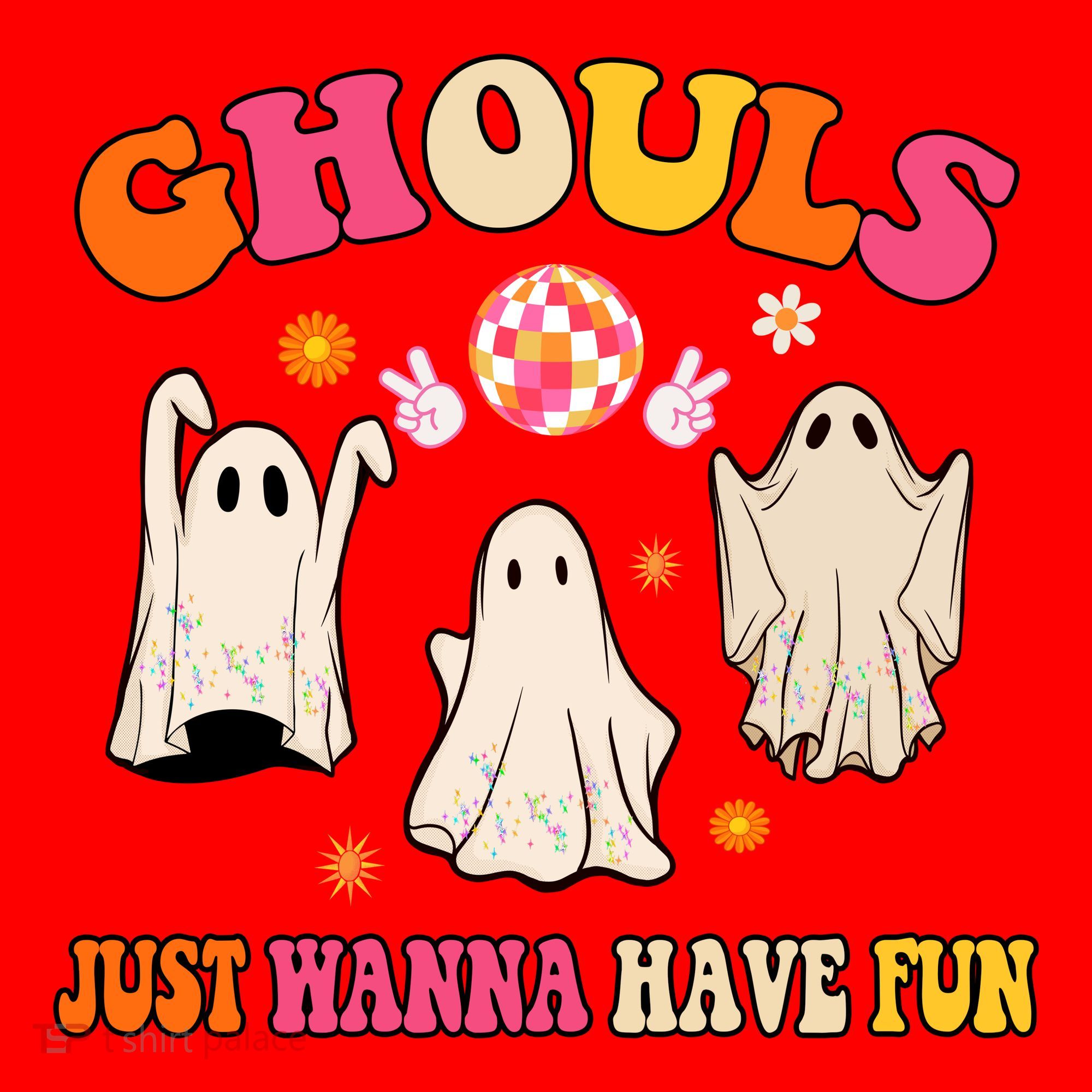 Ghouls Just Wanna Have Fun Halloween Groovy Ghost Santa Hat