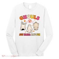 Ghouls Just Wanna Have Fun Halloween Groovy Ghost Long Sleeve Shirt thumb 0
