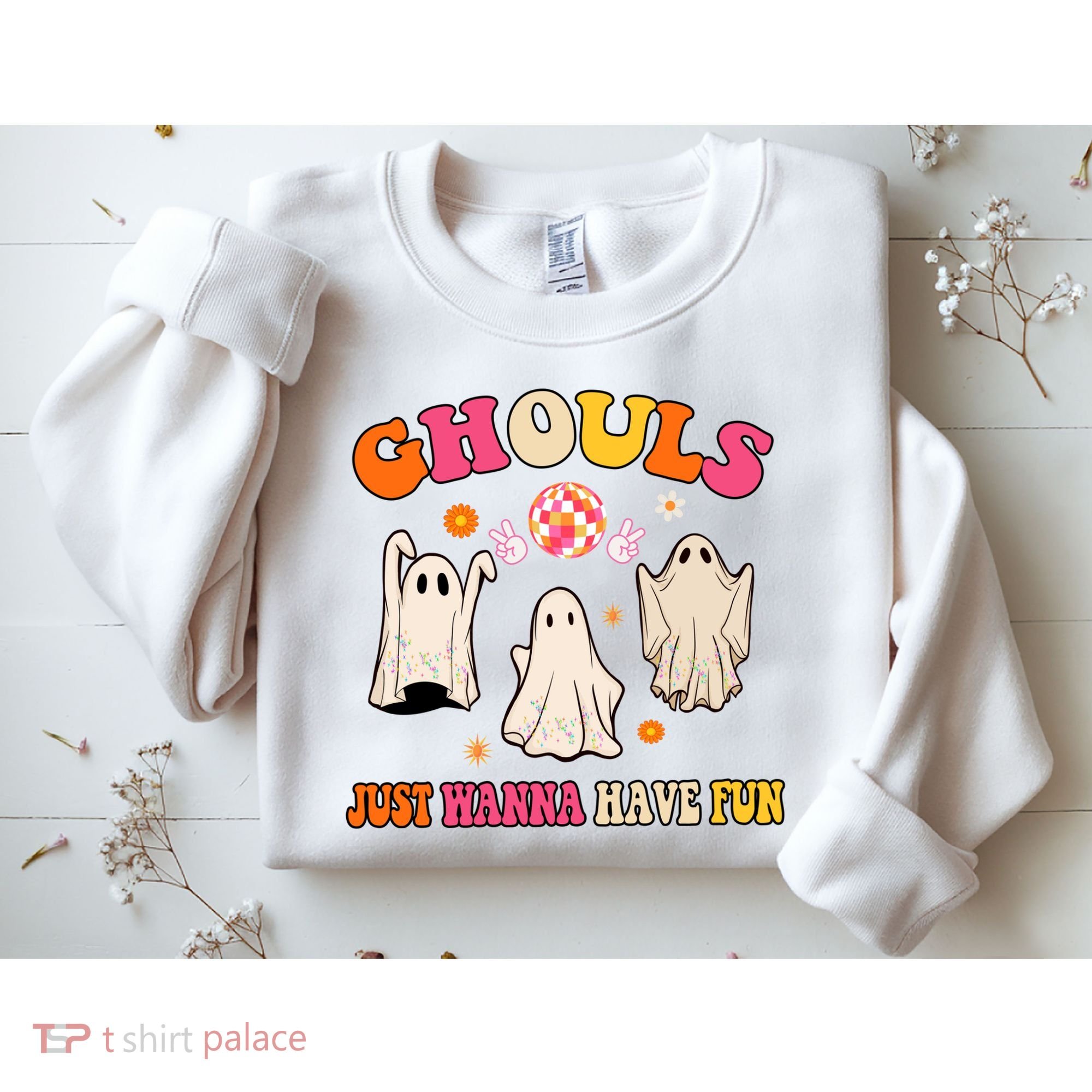 Ghouls Just Wanna Have Fun Halloween Groovy Ghost Sweatshirt