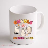 Ghouls Just Wanna Have Fun Halloween Groovy Ghost Coffee Mug thumb 1