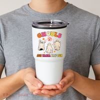 Ghouls Just Wanna Have Fun Halloween Groovy Ghost Tumbler thumb 2