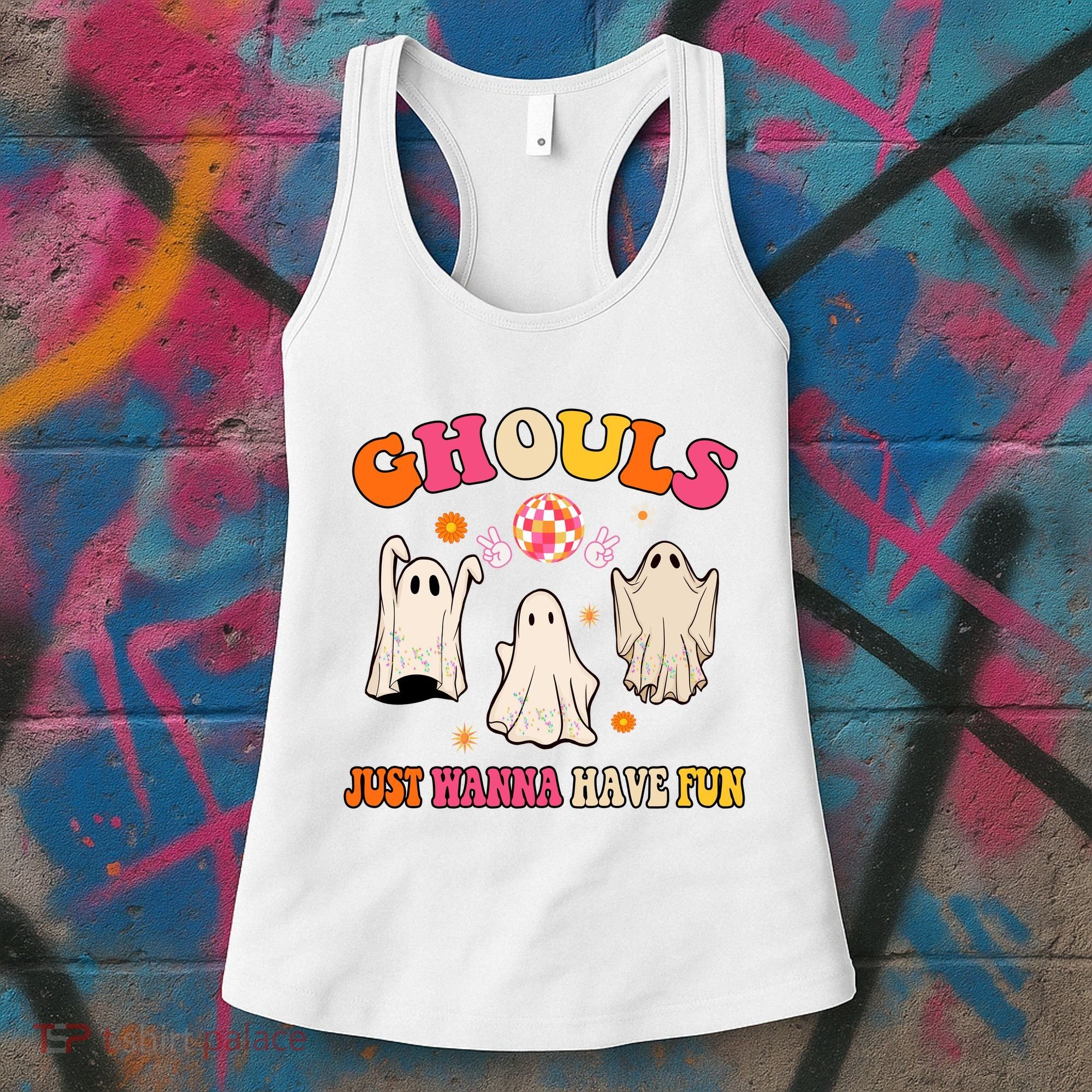 Ghouls Just Wanna Have Fun Halloween Groovy Ghost Women's Tank Top