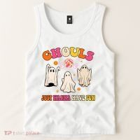 Ghouls Just Wanna Have Fun Halloween Groovy Ghost Tank Top thumb 2