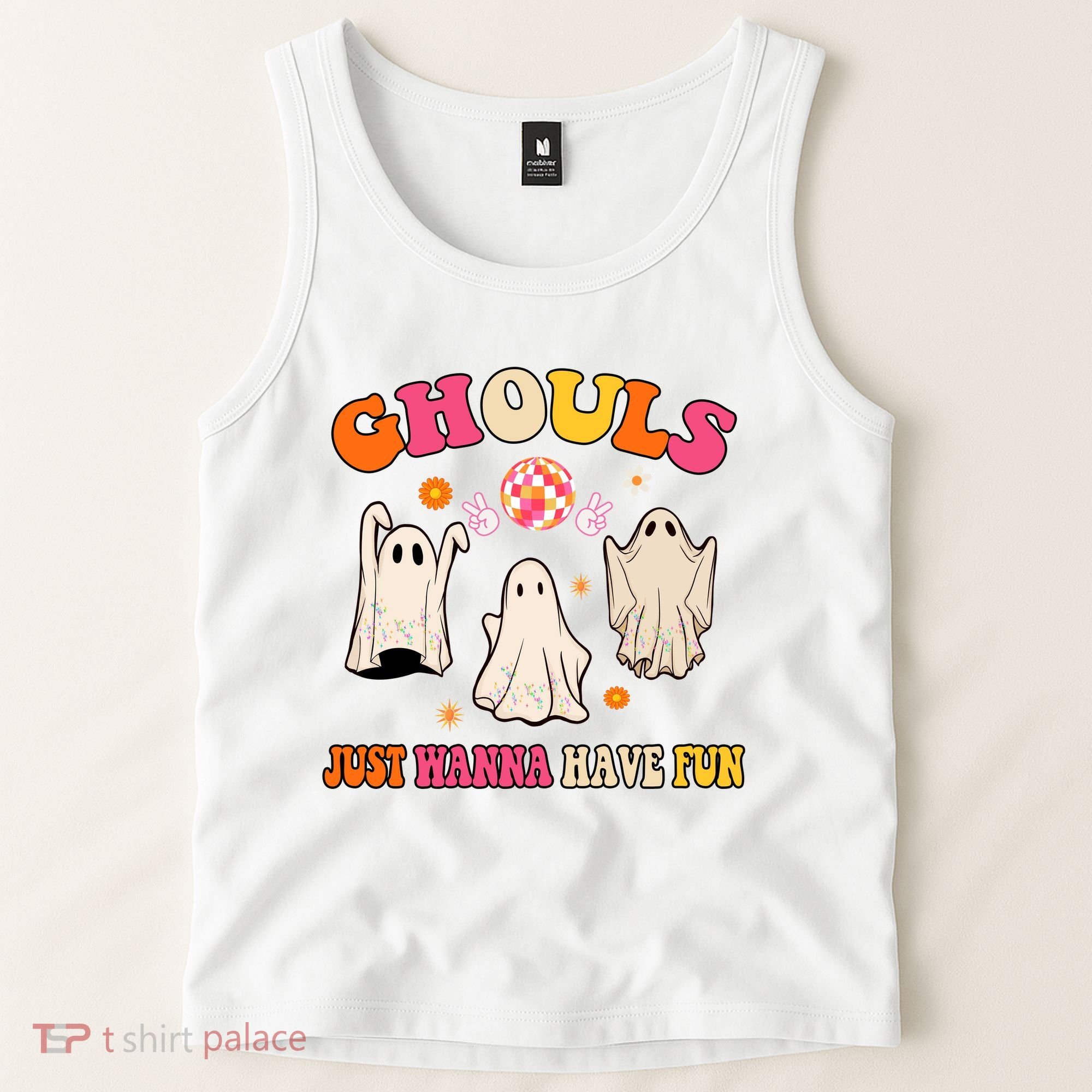 Ghouls Just Wanna Have Fun Halloween Groovy Ghost Tank Top