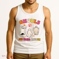 Ghouls Just Wanna Have Fun Halloween Groovy Ghost Tank Top thumb 3