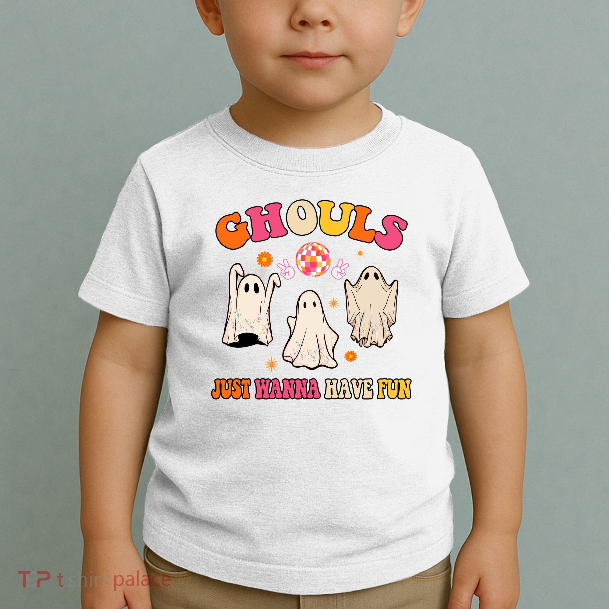 Ghouls Just Wanna Have Fun Halloween Groovy Ghost Toddler T-Shirt