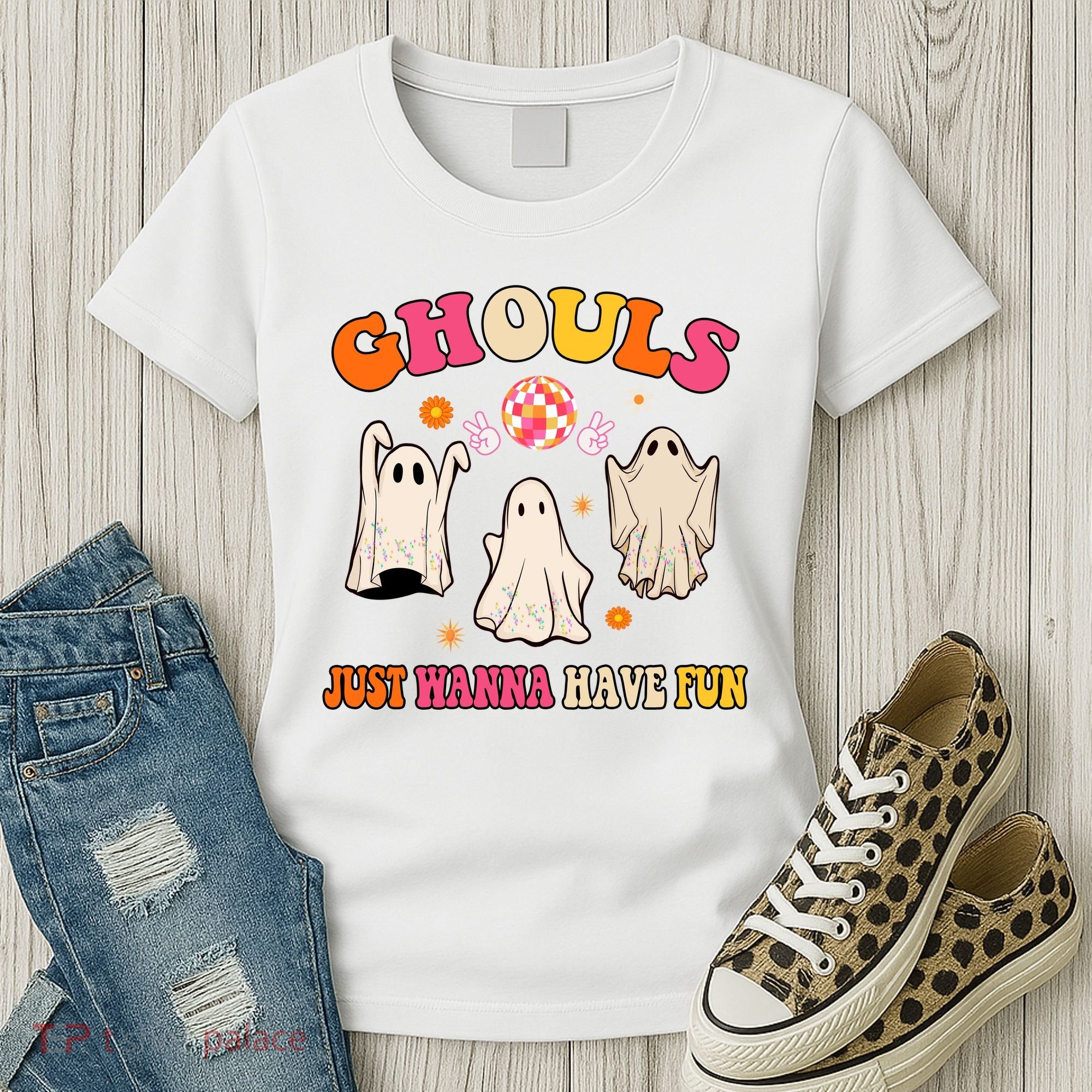 Ghouls Just Wanna Have Fun Halloween Groovy Ghost Women's T-Shirt