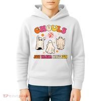 Ghouls Just Wanna Have Fun Halloween Groovy Ghost Kids Hoodie thumb 4